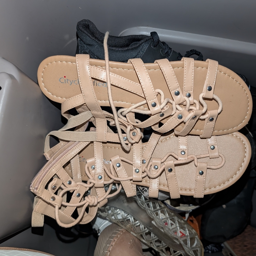 Cityclassified Women's Beige Strappy Sandals